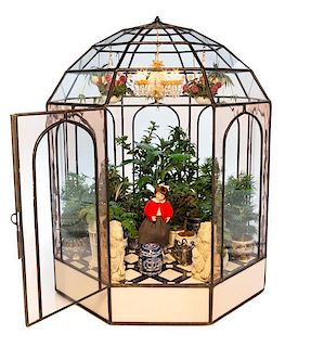 A Lady Jane Glass Conservatory, Height 16 x diameter 12 inches.