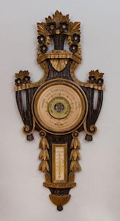 Italian Neoclassical Style Carved and Painted Wood Barometer, Modern
