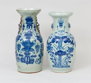 Two Modern Chinese Blue and White Porcelain Baluster-Form Vases