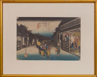 Japanese School: Three Framed Woodblock Prints