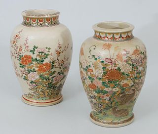 Pair of Japanese Satsumaware Porcelain Vases