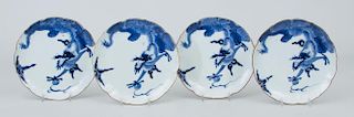 Set of Four Japanese Blue and White Porcelain Dragon Plates