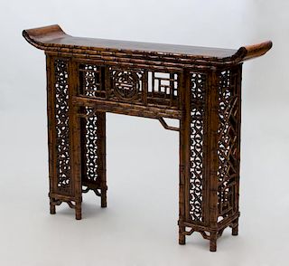 Chinese Faux Bamboo Console Table, Modern