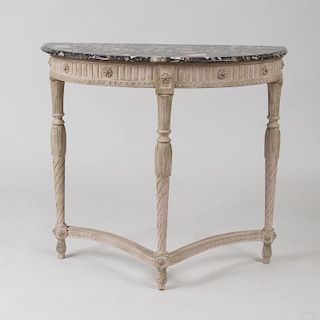 Louis XVI Style D-Shaped Painted Console with Marble Top