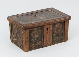 Small Painted Wood Casket, Possibly Swiss