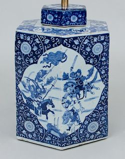 Chinese Blue and White Porcelain Jar and Cover, Mounted as a Lamp