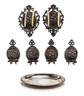 A Set of Six Dutch Silver Miniature Wall Sconces, Height of large sconces 2 inches.