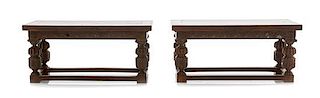 A Pair of Jacobean Style Resin Refectory Tables, Height 2 3/4 x width 6 x depth 2 3/4 inches.