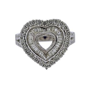 18K Gold Diamond Heart Ring Mounting