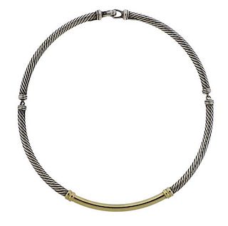 David Yurman Sterling 14k Gold Cable Necklace