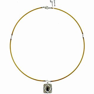 Charriol 18K Gold Steel Topaz Diamond Pendant Necklace