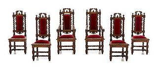 A Set of Six Jacobean Style Dining Chairs, Height 4 inches.