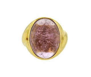Virginia Capri 18k Gold Pink Tourmaline Cabochon Ring