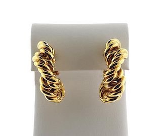 Tiffany &amp; Co 18K Gold Twisted Rope Hoop Earrings