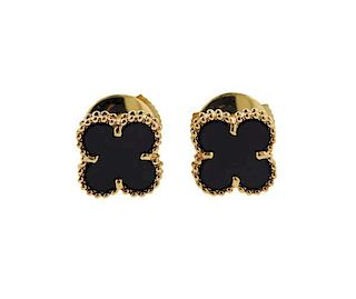 Van Cleef &amp; Arpels Sweet Alhambra 18K Gold Onyx Earrings