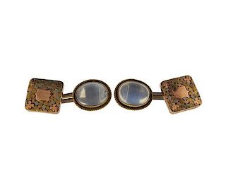Antique 14k Gold Moonstone Cufflinks