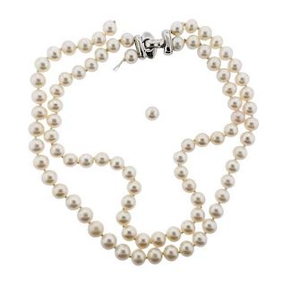 18K Gold Pearl 2 Strand Necklace