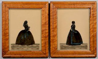 2 Reverse Silhouette Paintings on Glass