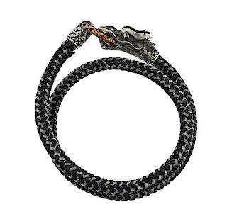 John Hardy Naga Silver Bronze Cord Wrap Bracelet