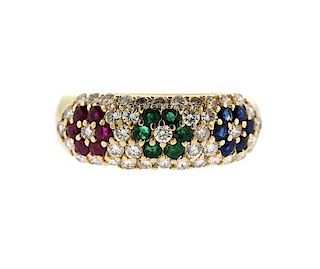14k Gold Diamond Sapphire Ruby Emerald Ring