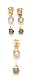 A Collection of Yellow Gold and Interchangable Cultured Pearl Jewelry, K Jacquot, 30.20 dwts.