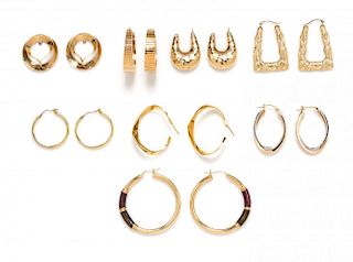 A Collection of Yellow Gold and Goldtone Earrings and Earring Enhancers, 26.70 dwts.