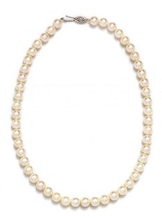 A Single Strand Cultured Pearl Necklace, 17.50 dwts.