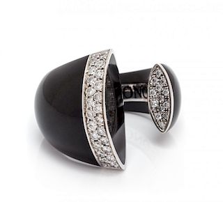 An 18 Karat White Gold, Carbon Fiber and Diamond "Black Bell" Ring, de Grisogono, 6.00 dwts.