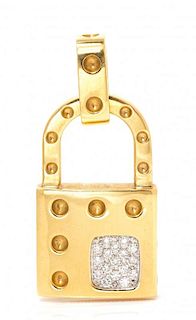 An 18 Karat Yellow Gold Diamond "Poi Moi" Lock Pendant, Roberto Coin, 8.60 dwts.