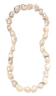 A Single Strand Cultured Baroque Freshwater Pearl Necklace,