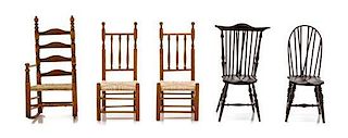 A Group of Five Chairs, Height of tallest 3 3/4 inches.