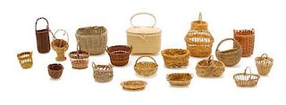 A Collection of Baskets, Height of first 2 3/4 inches.