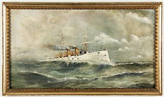 American Navy Battleship USS Maine Painting