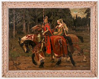 After Alphonse Mucha (1860-1939) Prince and Princess on Horseback