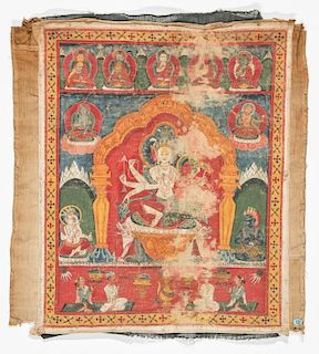 Antique Nepalese Shiva Mandala Paubha Painting