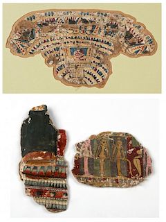 Egyptian Cartonnage Breast Plate & 2 Fragments