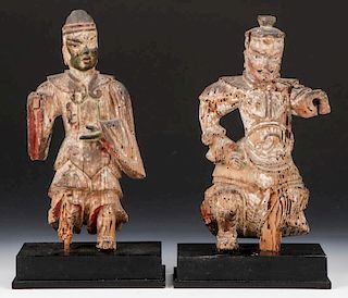 Pair of 16th C. Japanese Warrior Figures