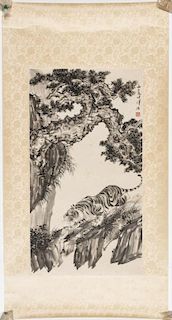 Chinese Tiger Scroll Painting