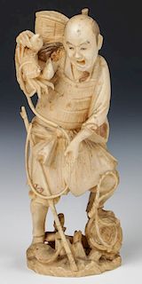 Superb Japanese Meiji Period Carved and Signed Okimono