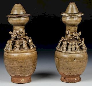 Two Chinese Funerary Urns