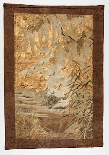 Antique Asian Silk & Metal Thread Embroidery