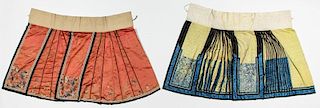 2 Antique Chinese Silk Embroidered Skirts