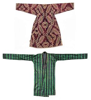 2 Antique Central Asian Silk Ikat Coat/Chapans