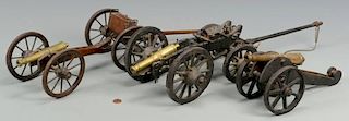 3 Miniature Cannons w/ Caisson & Other