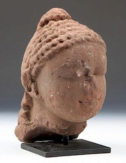 Red Sandstone Bust of Buddha, Gupta Period, 5th C., India