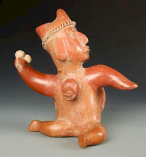 Colima Shaman in Mid Transformation w Dog Head, 200 BCE - 200 CE, Mexico
