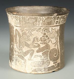 Mayan Incised Blackware Vessel, Mexico, 700-850 CE