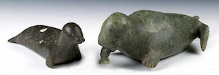 2 Carved Stone Seals, Possibly Inuit