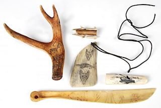 Collection of Scrimshaw Carvings