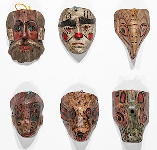 6 Vintage Mexican Festival Masks